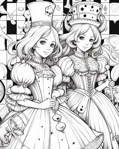 Red and White Queen coloring pages