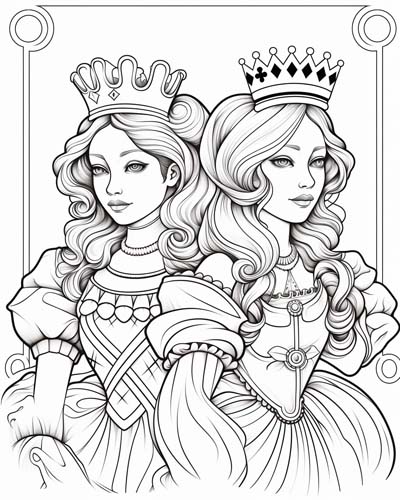 Red and White Queen coloring pages