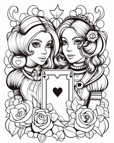Red and White Queen coloring pages