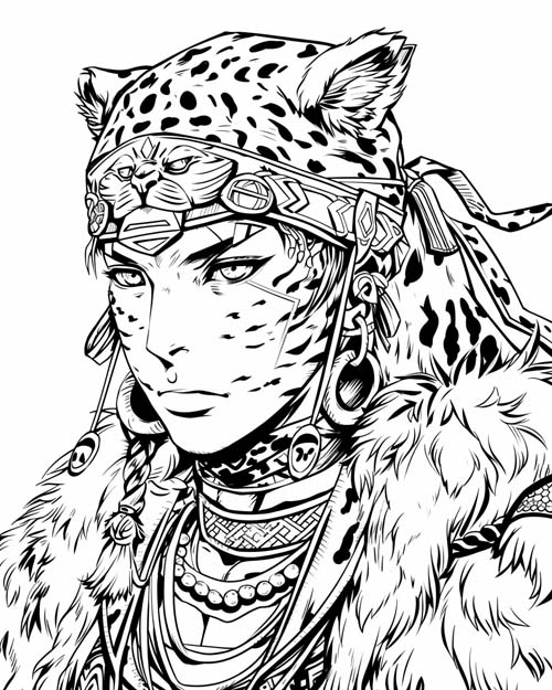 Aztec jaguar warrior coloring page