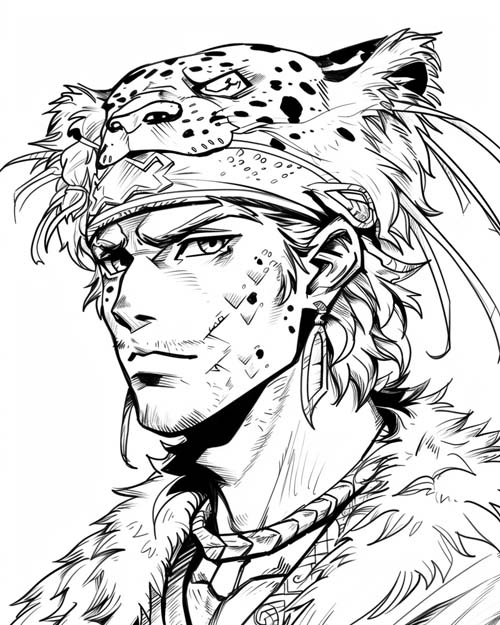 Aztec jaguar warrior coloring page