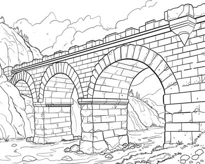Ancient Roman Aquaduct coloring page