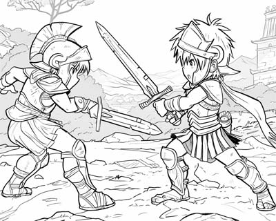 Gladiators coloring page