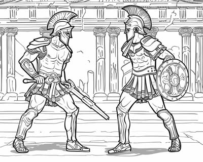 Gladiators coloring page