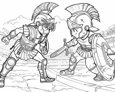 Gladiators coloring page