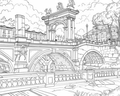 Ancient Roman Roads and Bridges coloring page