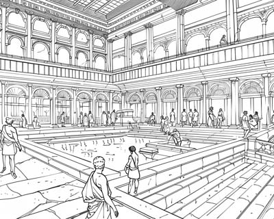 Ancient Roman Baths coloring page