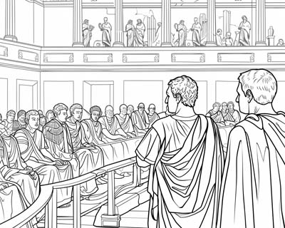 Ancient Roman senate coloring page