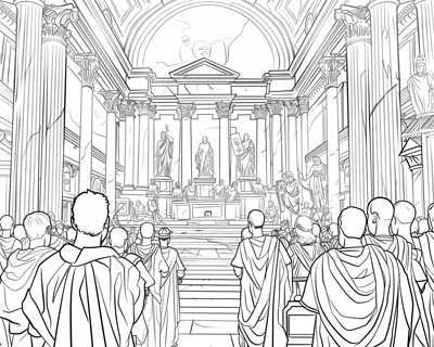 Ancient Roman senate coloring page