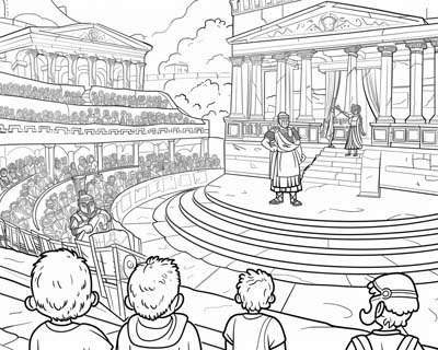 Ancient Roman theater coloring page