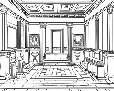 Ancient Roman villa coloring page