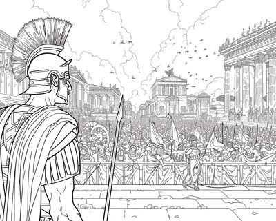 Roman Triumphal Procession coloring page