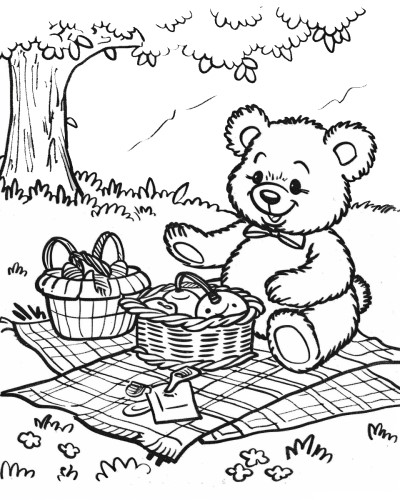 Teddy bear picnic coloring page