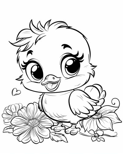 coloring page of a duckling
