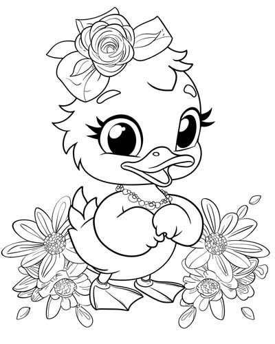 coloring page of a duckling