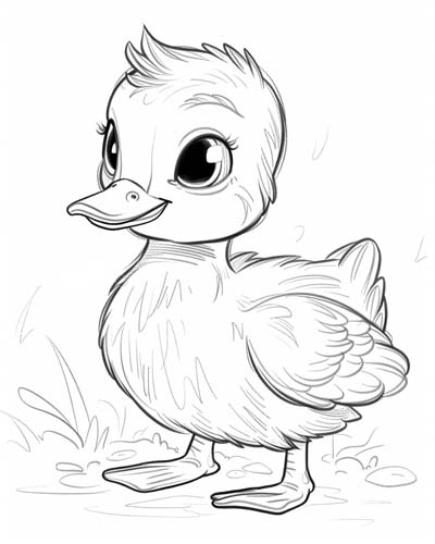 coloring page of a duckling