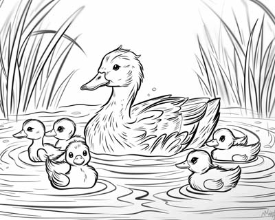 coloring page of ducklings