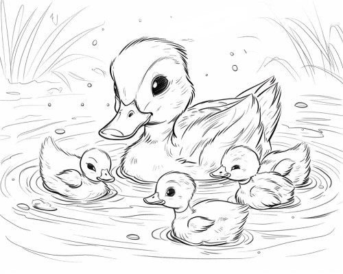 coloring page of ducklings