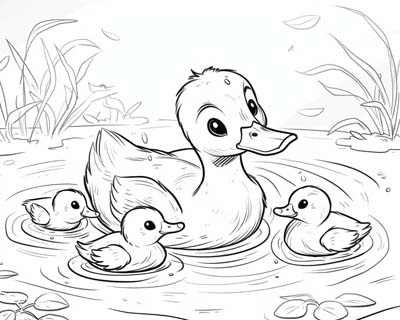 coloring page of ducklings