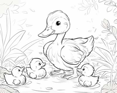 coloring page of ducklings