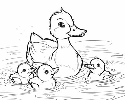 coloring page of ducklings