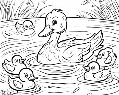 coloring page of ducklings