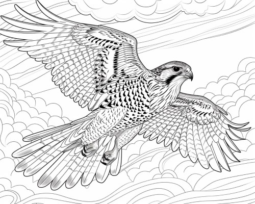 gyrfalcon flying coloring page