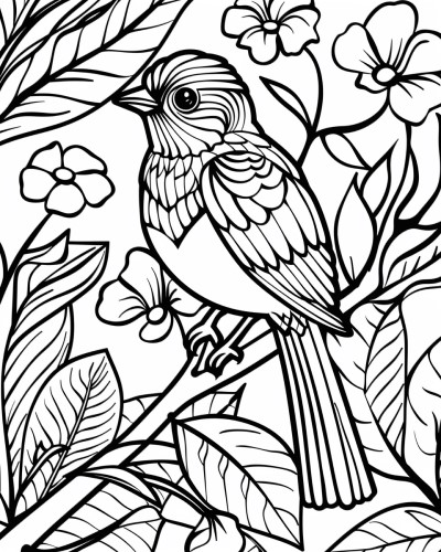 coloring page of a robin with bold lines