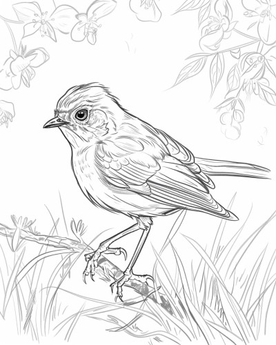 realistic coloring page of a robin