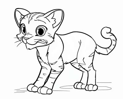 coloring page of an African wild cat
