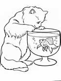 cats and fish coloring page