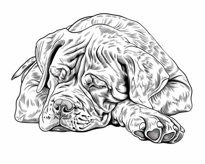 mastiff sleeping coloring page