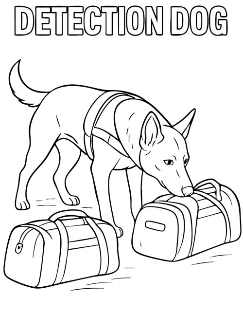 detection dog coloring page