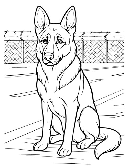 german shepherd patrol dog coloring page