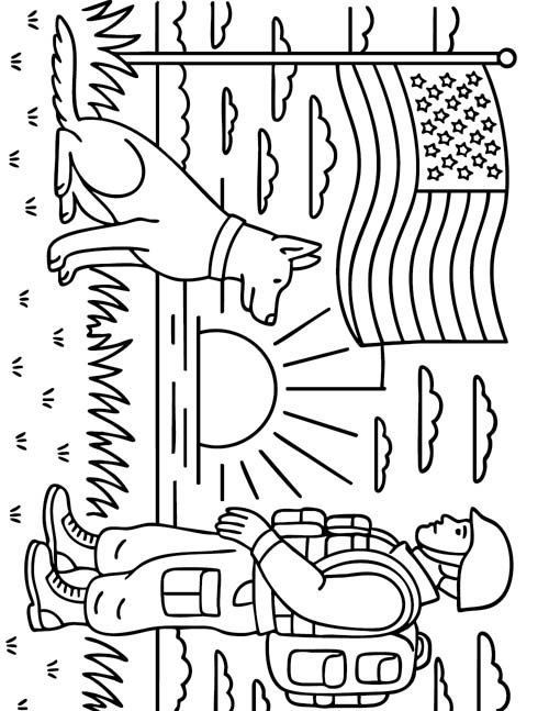 military working dog coloring page