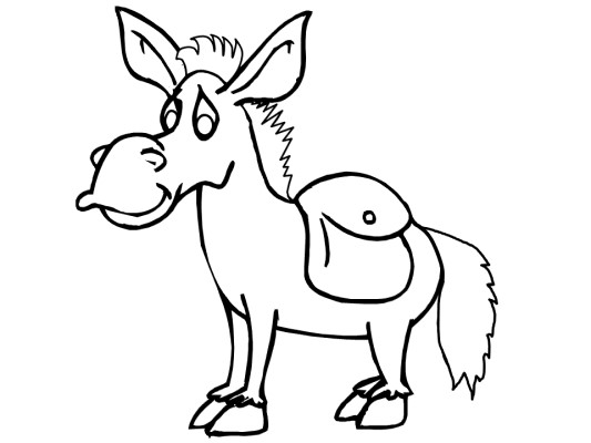 donkey with a saddle coloring page