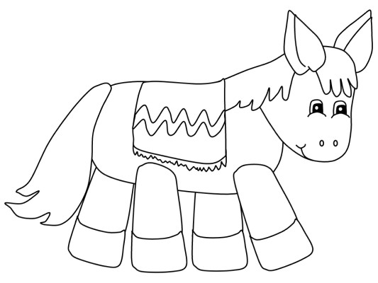 donkey with Mexican saddle coloring page