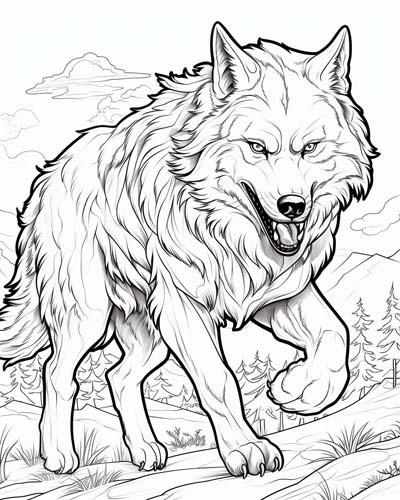 dire wolf coloring page