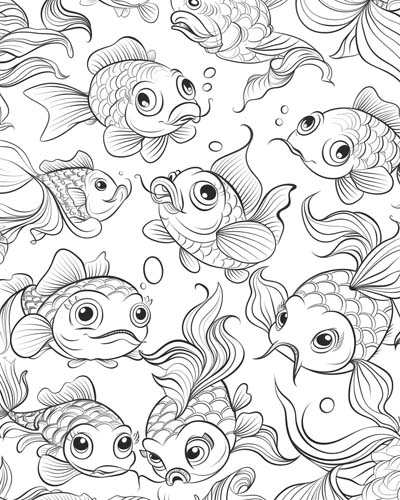 school of koi coloring page