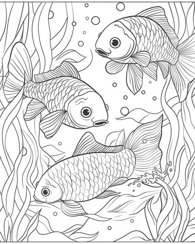 koi and kelp coloring page