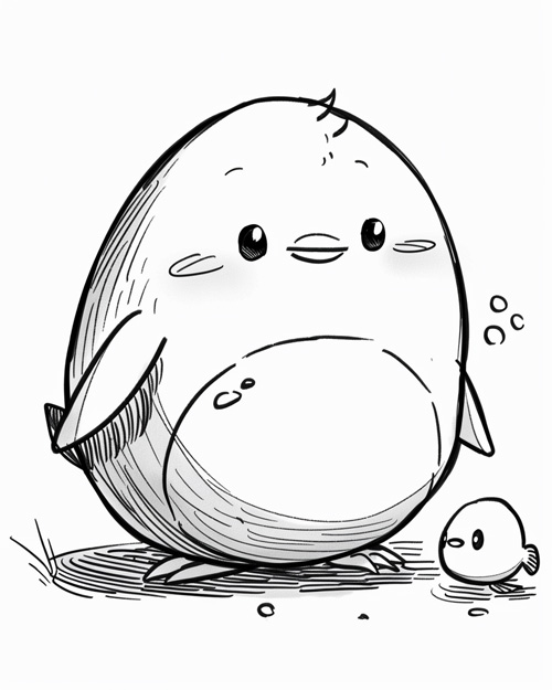 coloring page of a penguin plushy