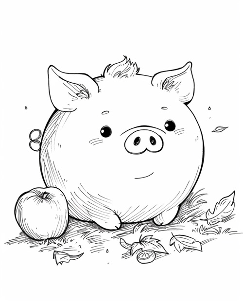 coloring page of a pig plushy