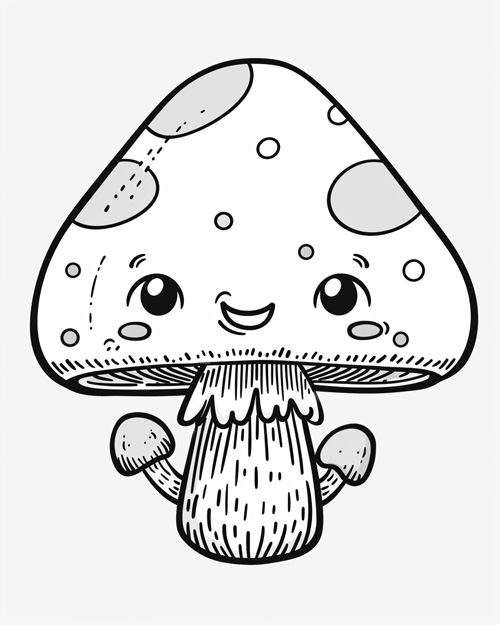 coloring page of a Cute Toadstool pillow