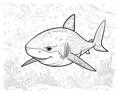 coloring page of a bull shark