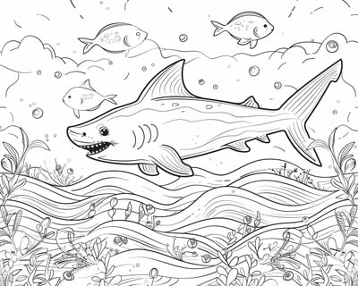 coloring page of a bull shark