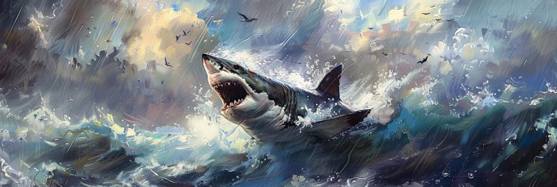 artwork of a great white shark