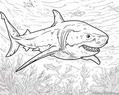 great white shark coloring page