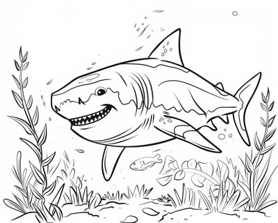 cartoon great white shark coloring page