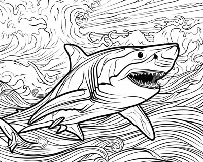 great white shark coloring page