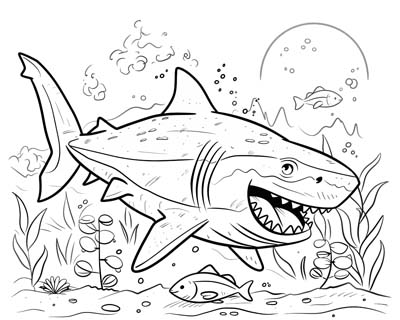 cartoon great white shark coloring page